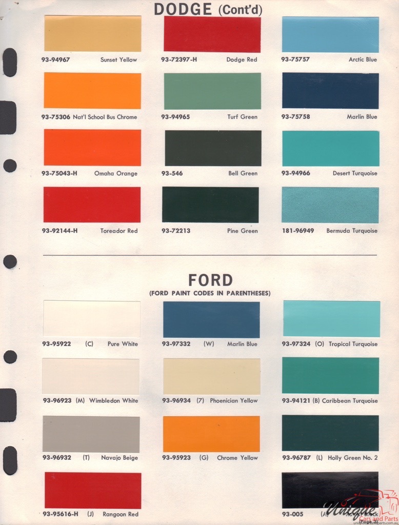 1965 Dodge Truck Paint Charts DuPont 2